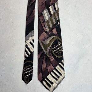 Upbeat by Roffe 100% silk multi-colored music piano horn necktie